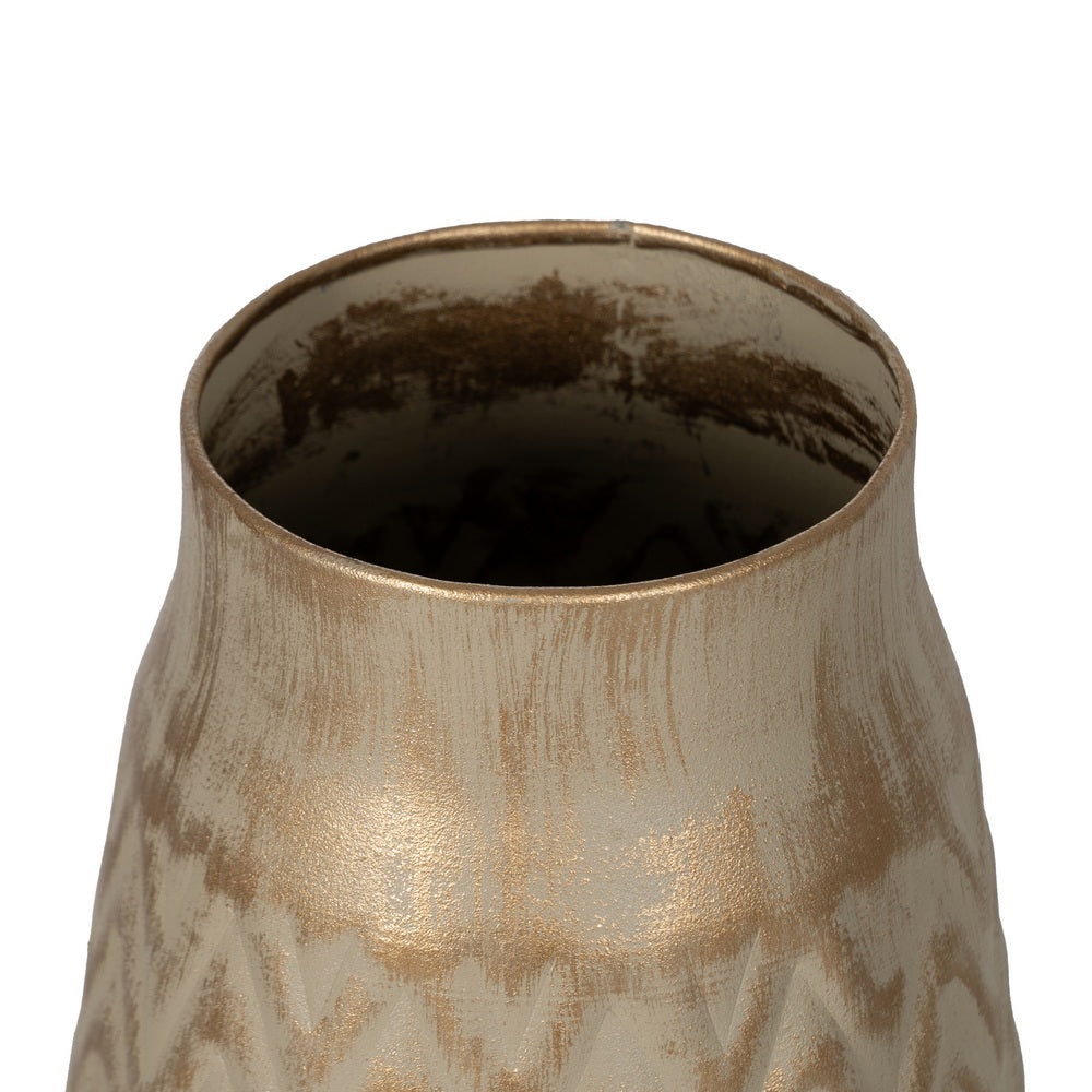 VASE GOLD-BEIGE METAL 21 X 21 X 34 CM