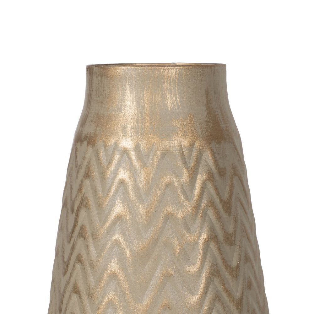 VASE GOLD-BEIGE METAL 21 X 21 X 34 CM