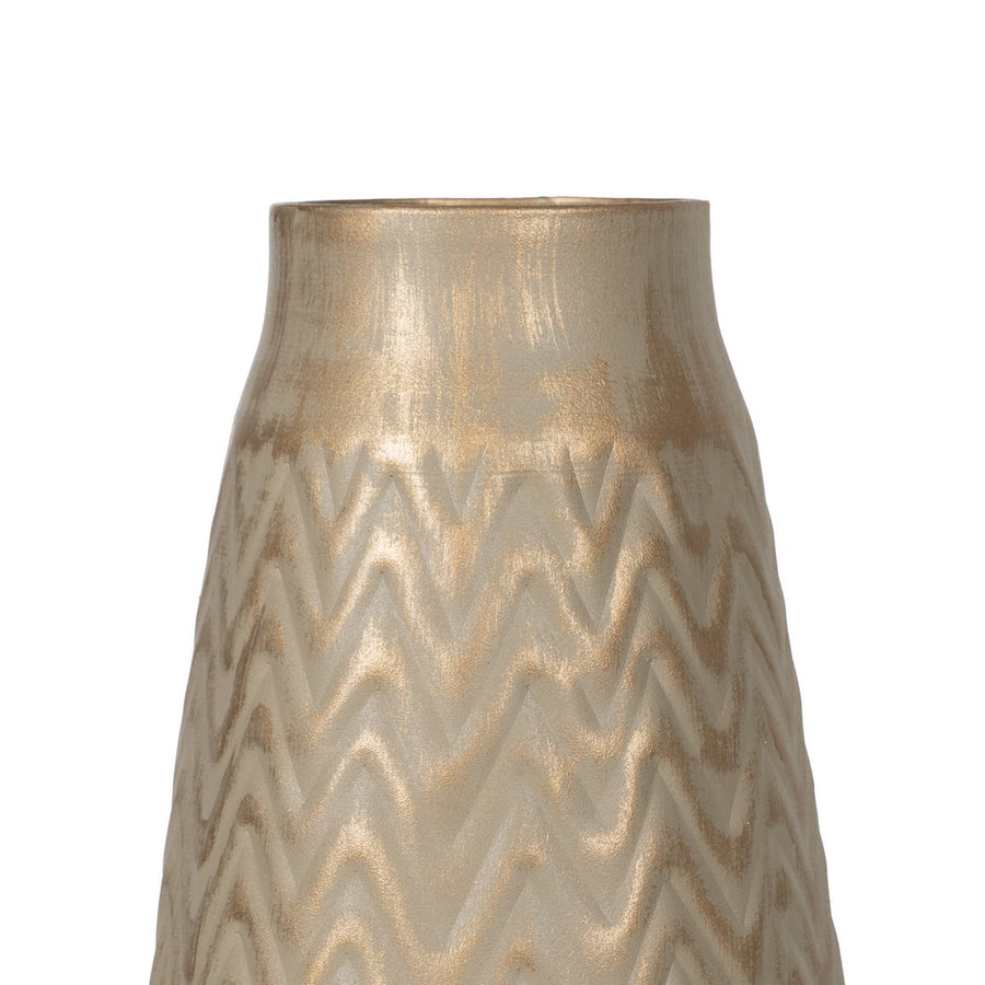 JARRÓN ORO-BEIGE METAL 21 X 21 X 34 CM