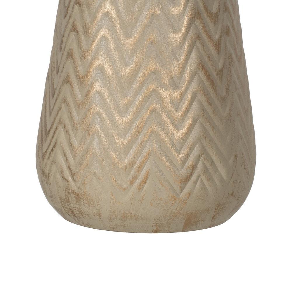 VASE GOLD-BEIGE METAL 21 X 21 X 34 CM
