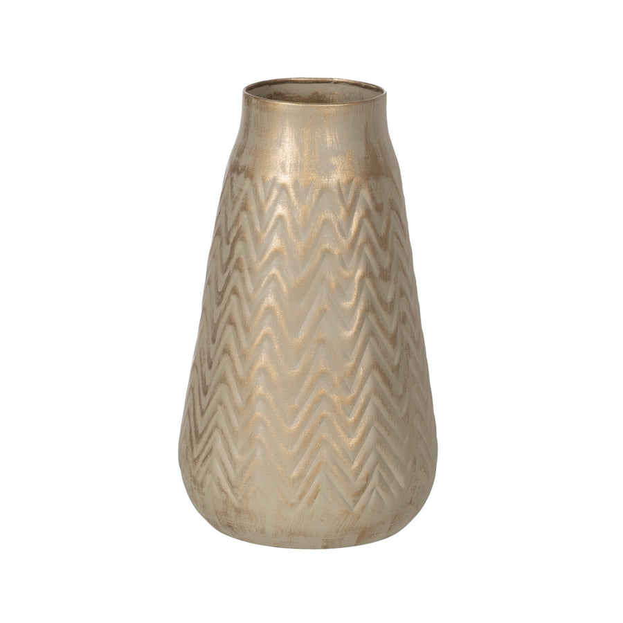JARRÓN ORO-BEIGE METAL 21 X 21 X 34 CM