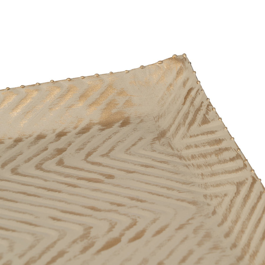BANDEJA ORO-BEIGE METAL 30 X 30 X 2 CM