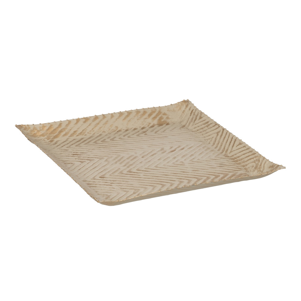 BANDEJA ORO-BEIGE METAL 30 X 30 X 2 CM