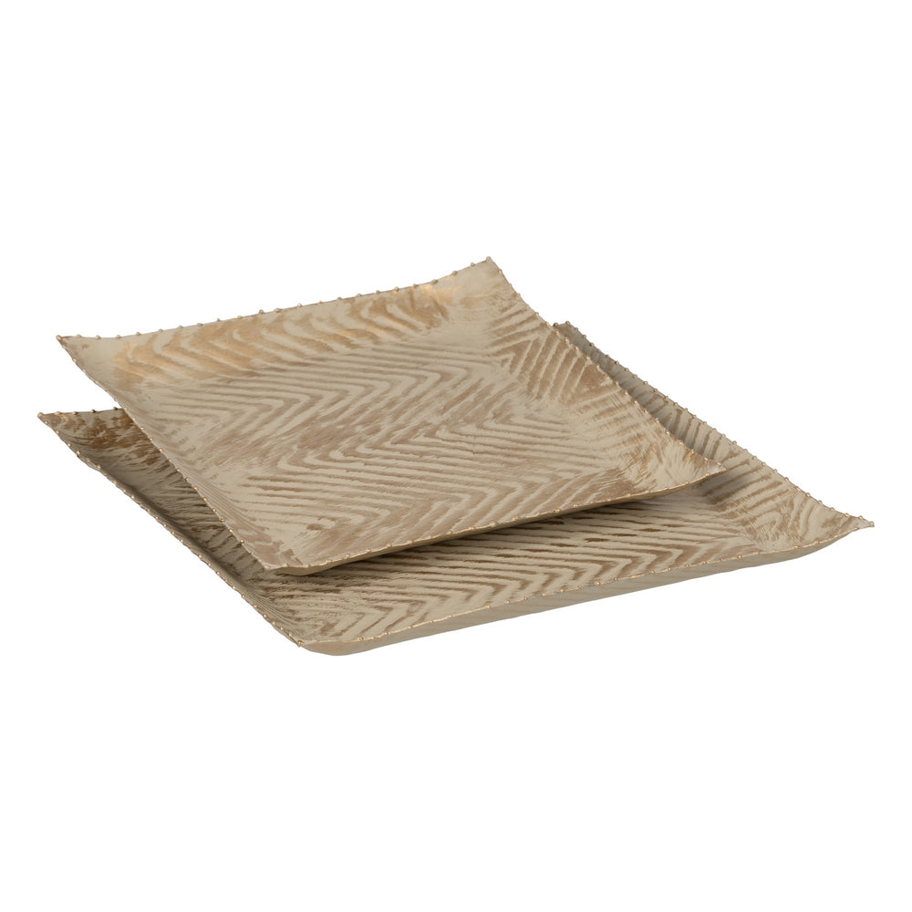 BANDEJA ORO-BEIGE METAL 26 X 26 X 2 CM