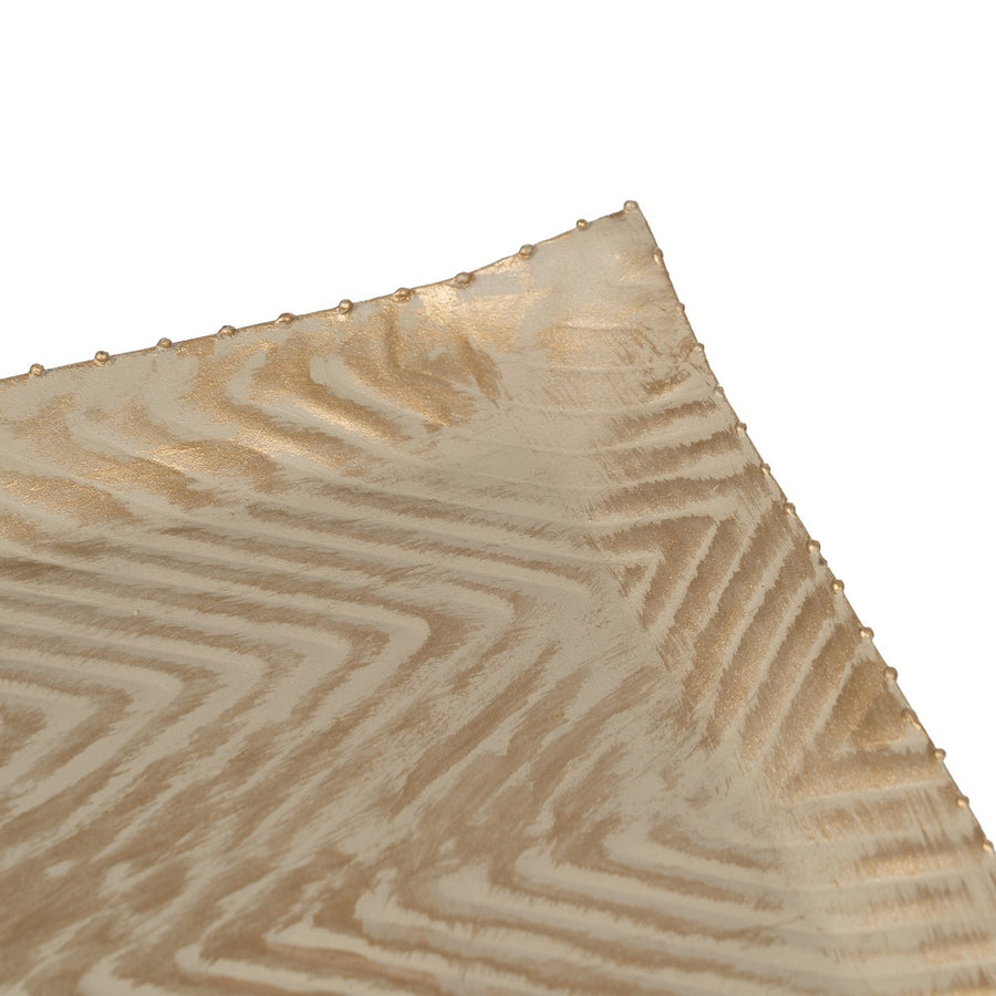 BANDEJA ORO-BEIGE METAL 26 X 26 X 2 CM
