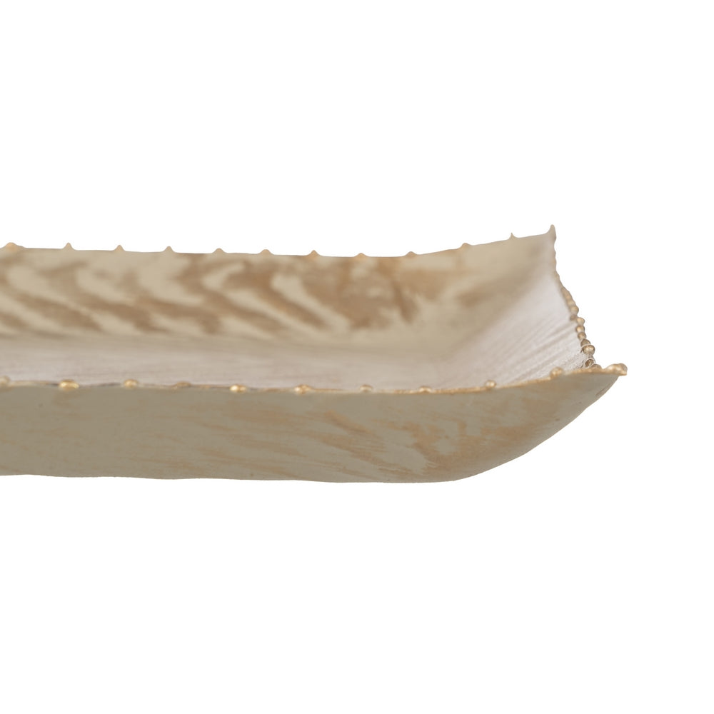 BANDEJA ORO-BEIGE METAL 26 X 26 X 2 CM