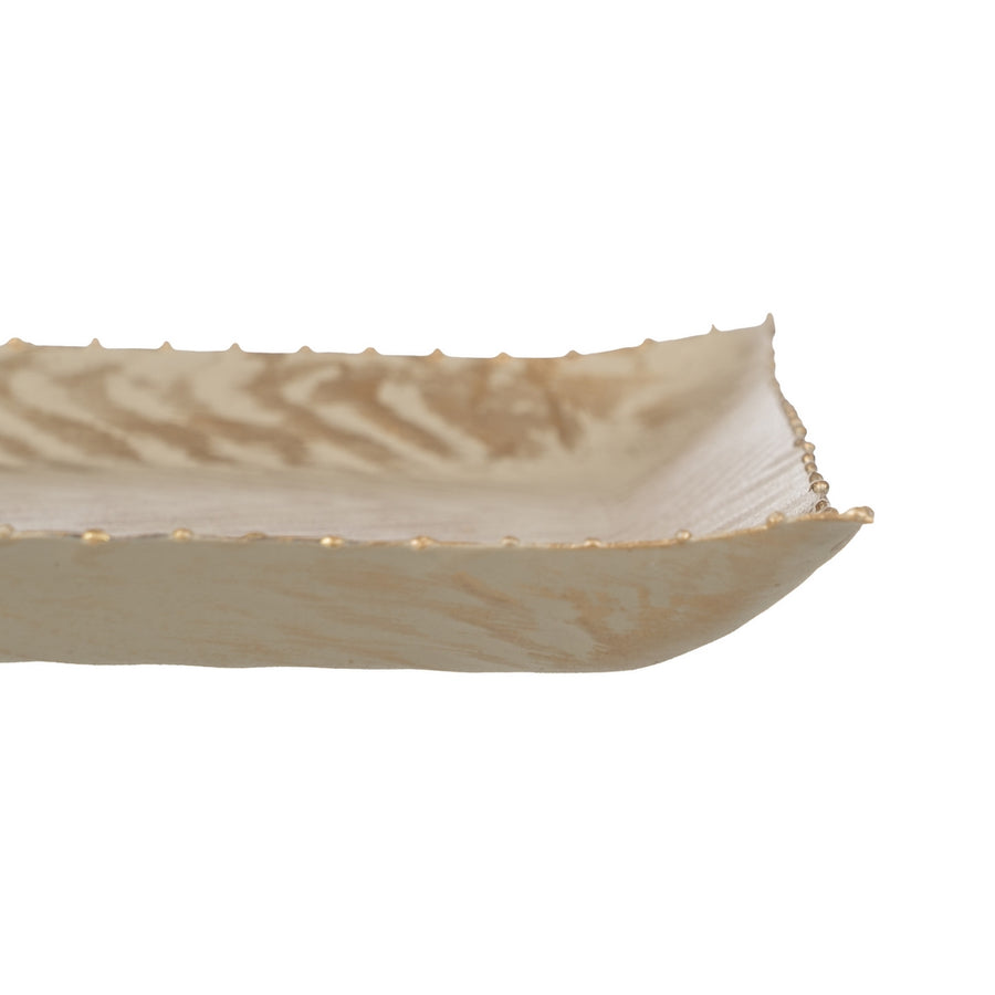 BANDEJA ORO-BEIGE METAL 26 X 26 X 2 CM