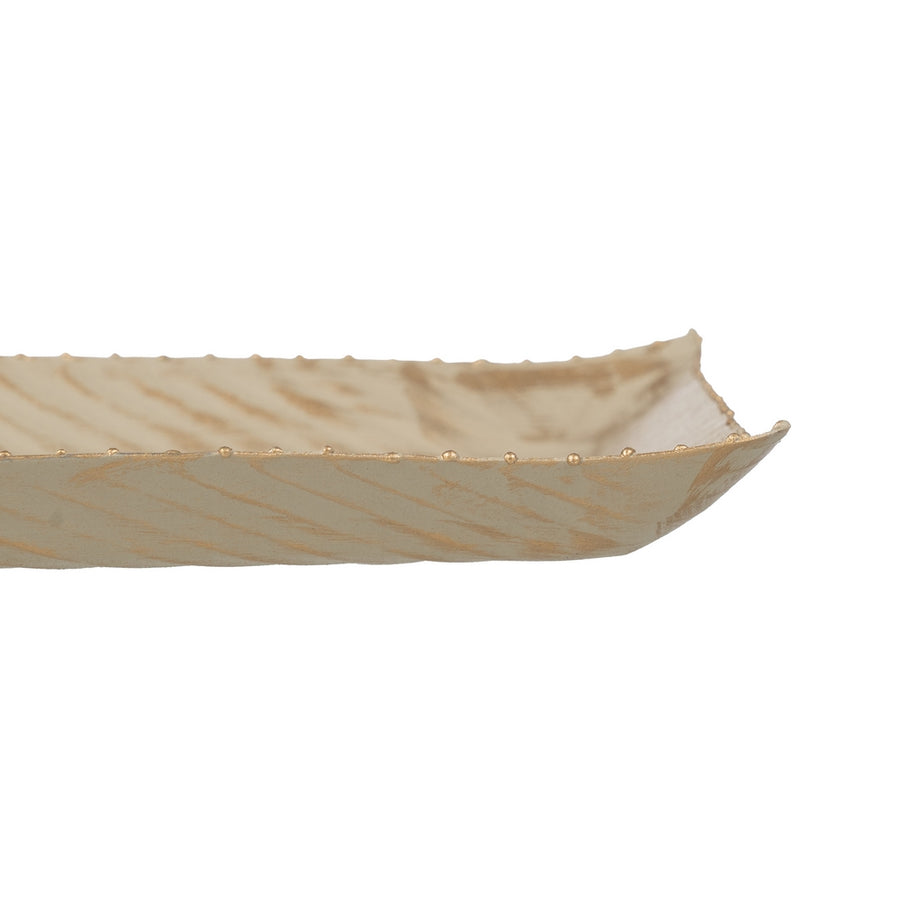 BANDEJA ORO-BEIGE METAL 36 X 23 X 2 CM