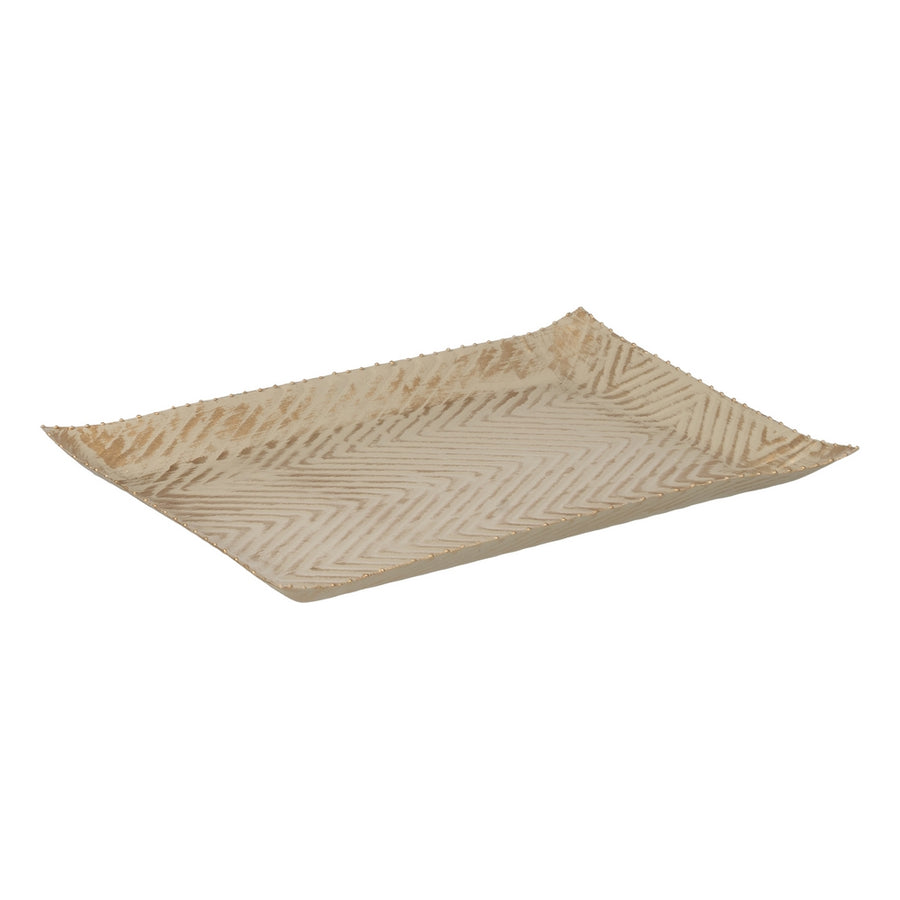 BANDEJA ORO-BEIGE METAL 36 X 23 X 2 CM