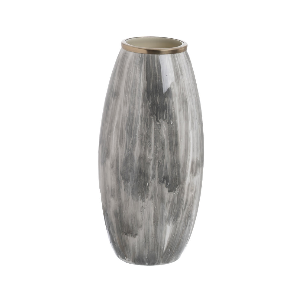 JARR�N BLANCO Y NEGRO METAL-CRISTAL 21 X 21 X 44,50 CM