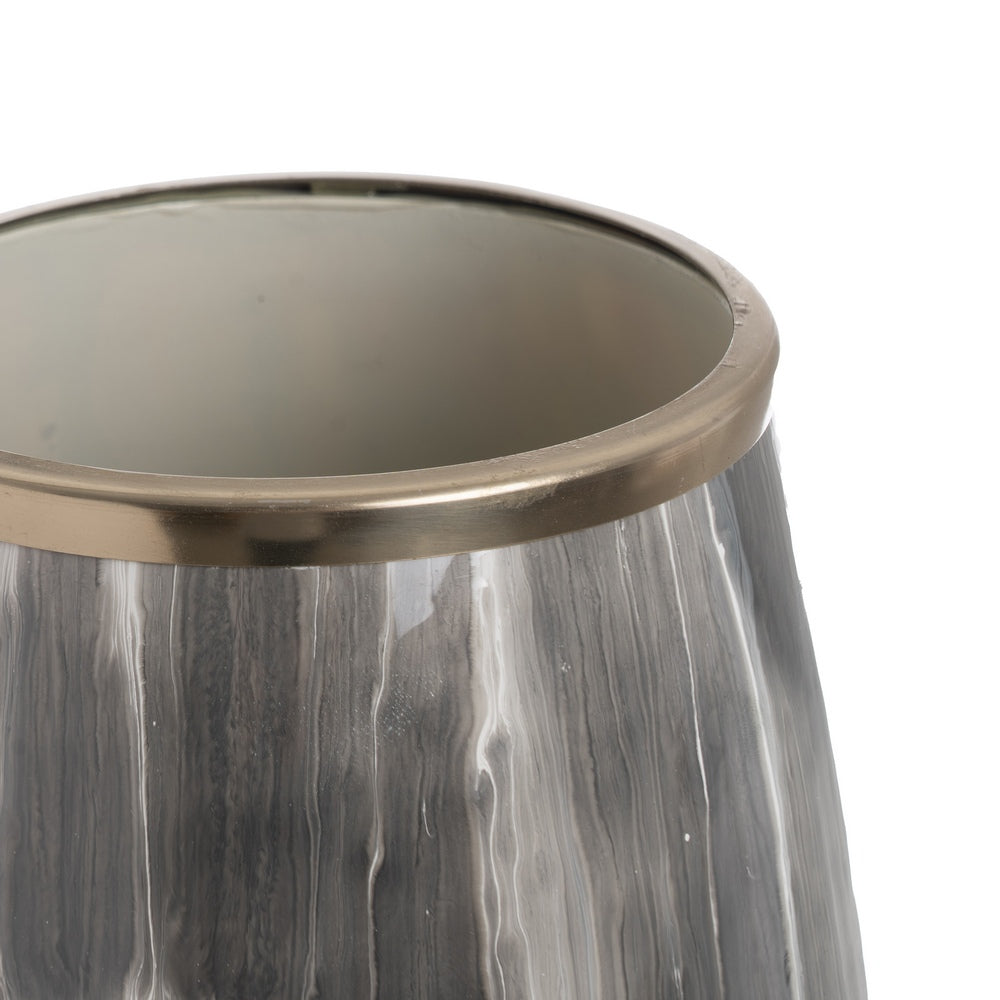 BLACK AND WHITE METAL-GLASS VASE 23 X 23 X 61 CM