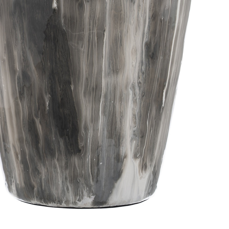 JARRÓN BLANCO Y NEGRO METAL-CRISTAL 23 X 23 X 61 CM