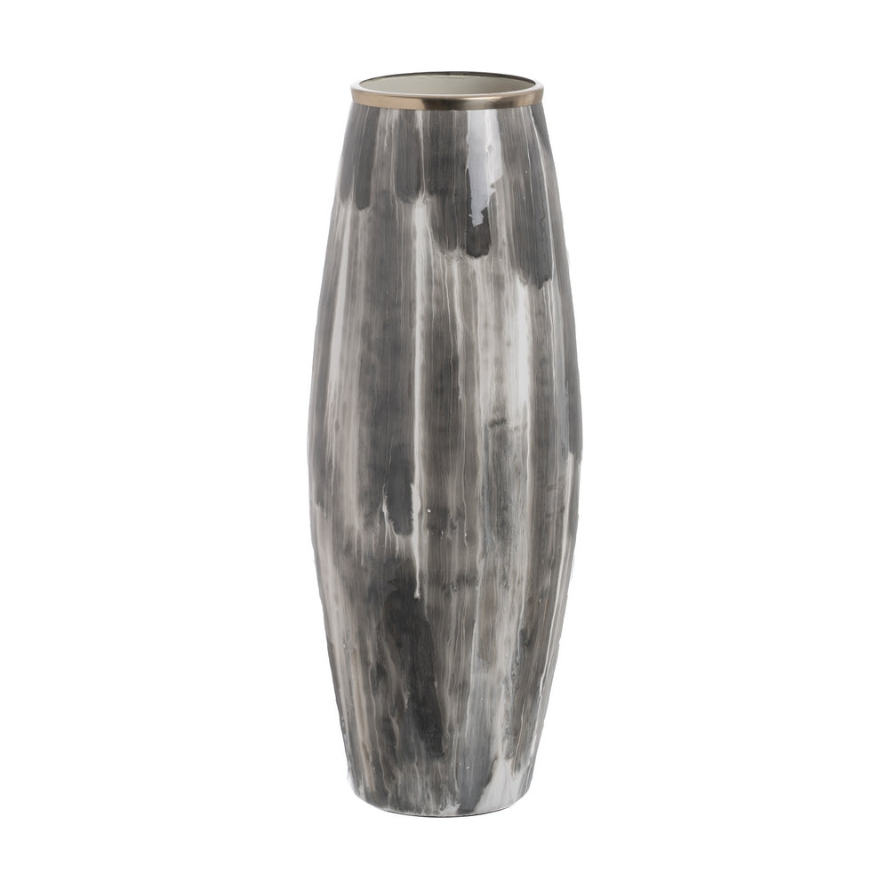JARR�N BLANCO Y NEGRO METAL-CRISTAL 23 X 23 X 61 CM