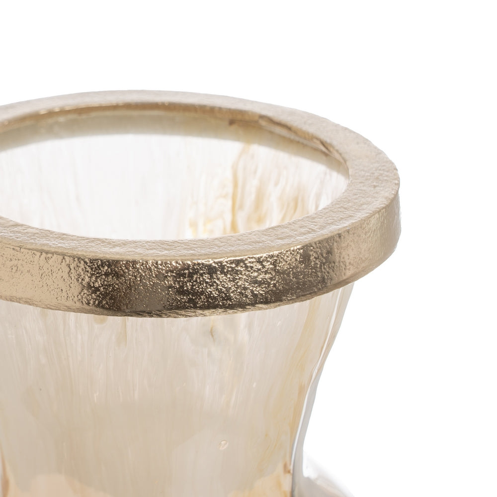 METAL-GLASS DECORATIVE VASE 23 X 23 X 39 CM