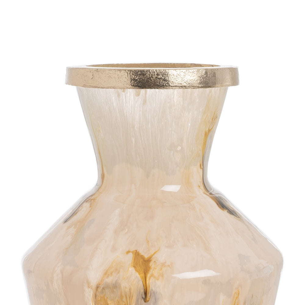 METAL-GLASS DECORATIVE VASE 23 X 23 X 39 CM