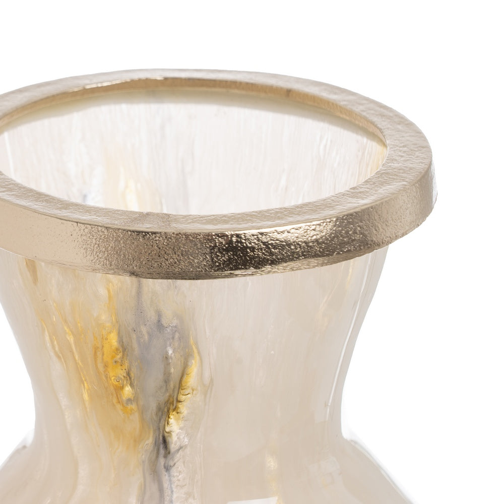 METAL-GLASS DECORATIVE VASE 25.50 X 25.50 X 48 CM
