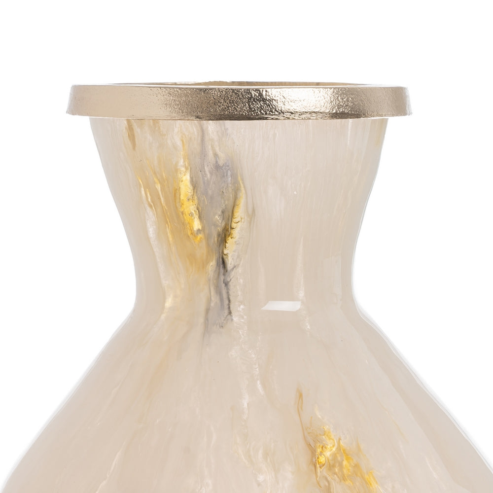 METAL-GLASS DECORATIVE VASE 25.50 X 25.50 X 48 CM