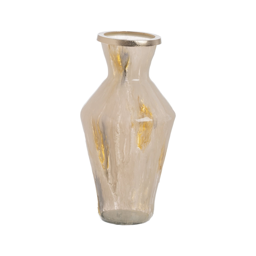 JARR�N METAL-CRISTAL DECORACI�N 25,50 X 25,50 X 48 CM