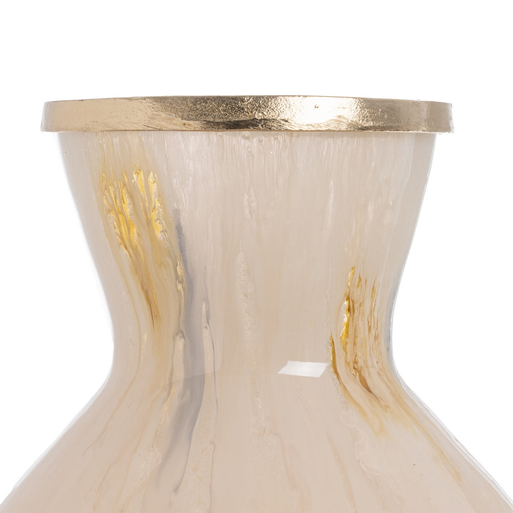 JARRÓN METAL-CRISTAL DECORACIÓN 28 X 28 X 57 CM
