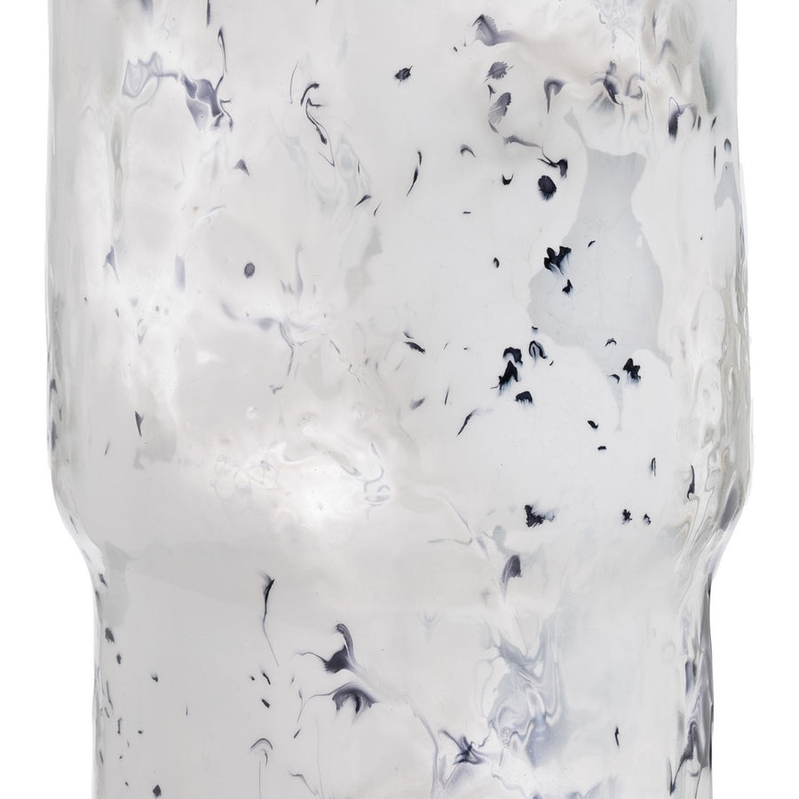 JARRÓN METAL-CRISTAL DECORACIÓN 18,50 X 18,50 X 39 CM