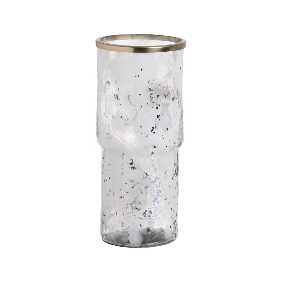 JARRÓN METAL-CRISTAL DECORACIÓN 18,50 X 18,50 X 39 CM