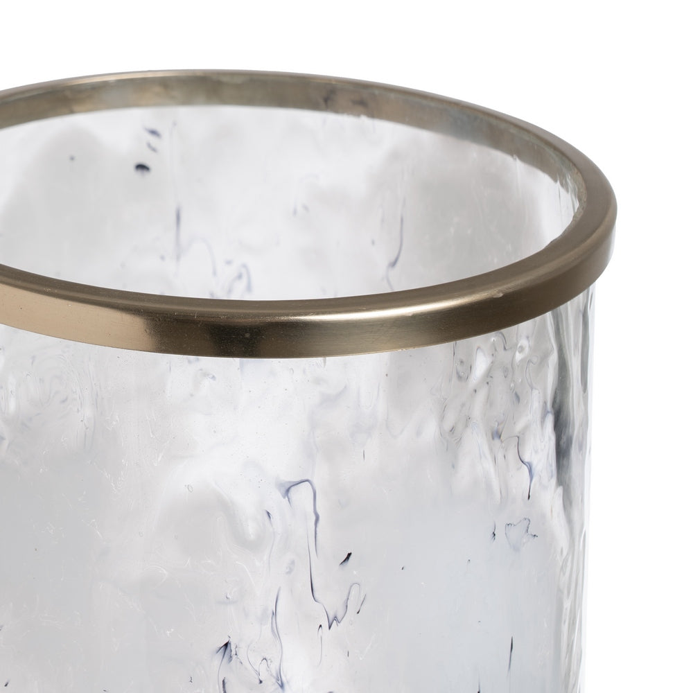 JARRÓN METAL-CRISTAL DECORACIÓN 19,50 X 19,50 X 51 CM