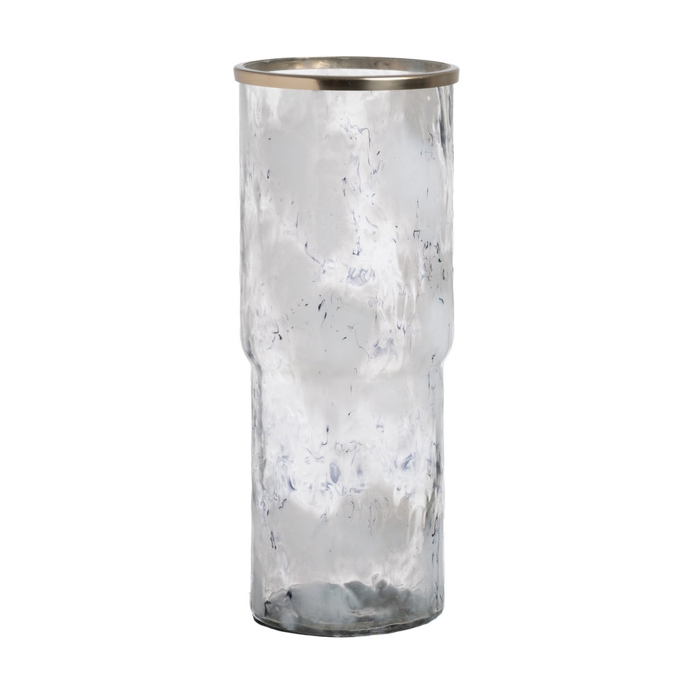 JARRÓN METAL-CRISTAL DECORACIÓN 19,50 X 19,50 X 51 CM