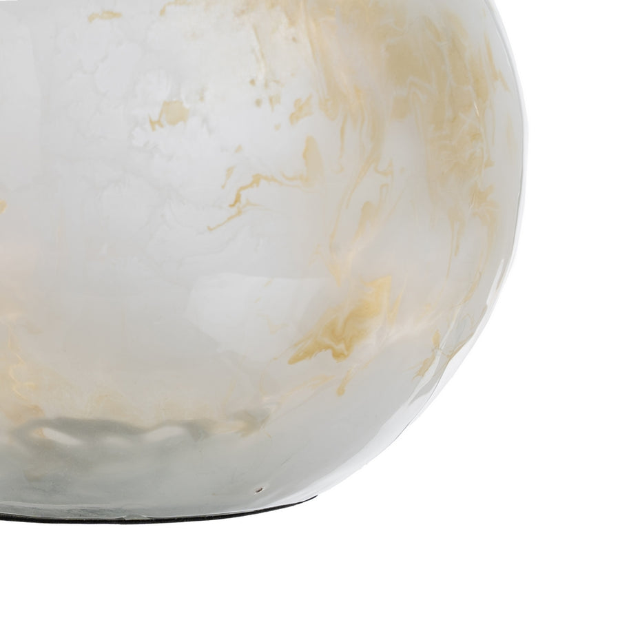 JARRÓN BLANCO-CHAMPÁN METAL-CRISTAL 19 X 19 X 13 CM