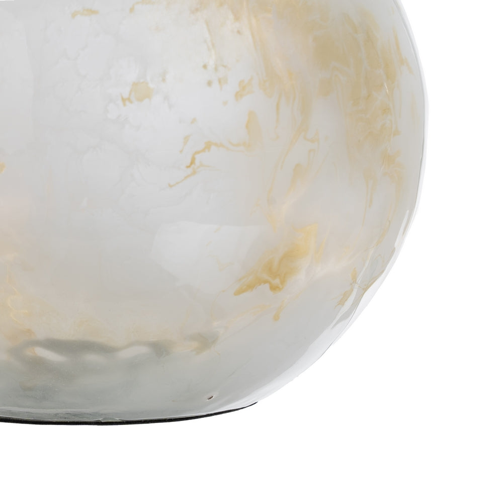 JARRÓN BLANCO-CHAMPÁN METAL-CRISTAL 19 X 19 X 13 CM