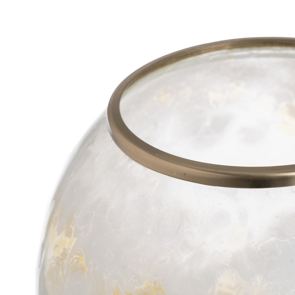 JARRÓN BLANCO-CHAMPÁN METAL-CRISTAL 20 X 20 X 21 CM