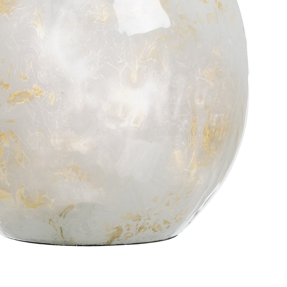 JARRÓN BLANCO-CHAMPÁN METAL-CRISTAL 20 X 20 X 21 CM