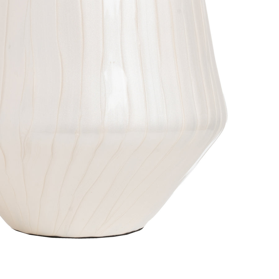 JARRÓN BLANCO METAL-CRISTAL DECORACIÓN 23 X 23 X 29 CM