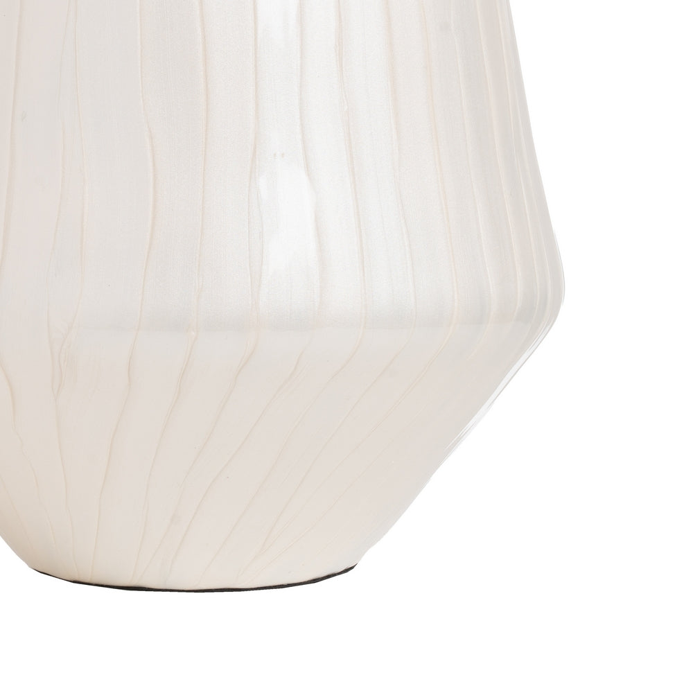 JARRÓN BLANCO METAL-CRISTAL DECORACIÓN 25 X 25 X 39 CM