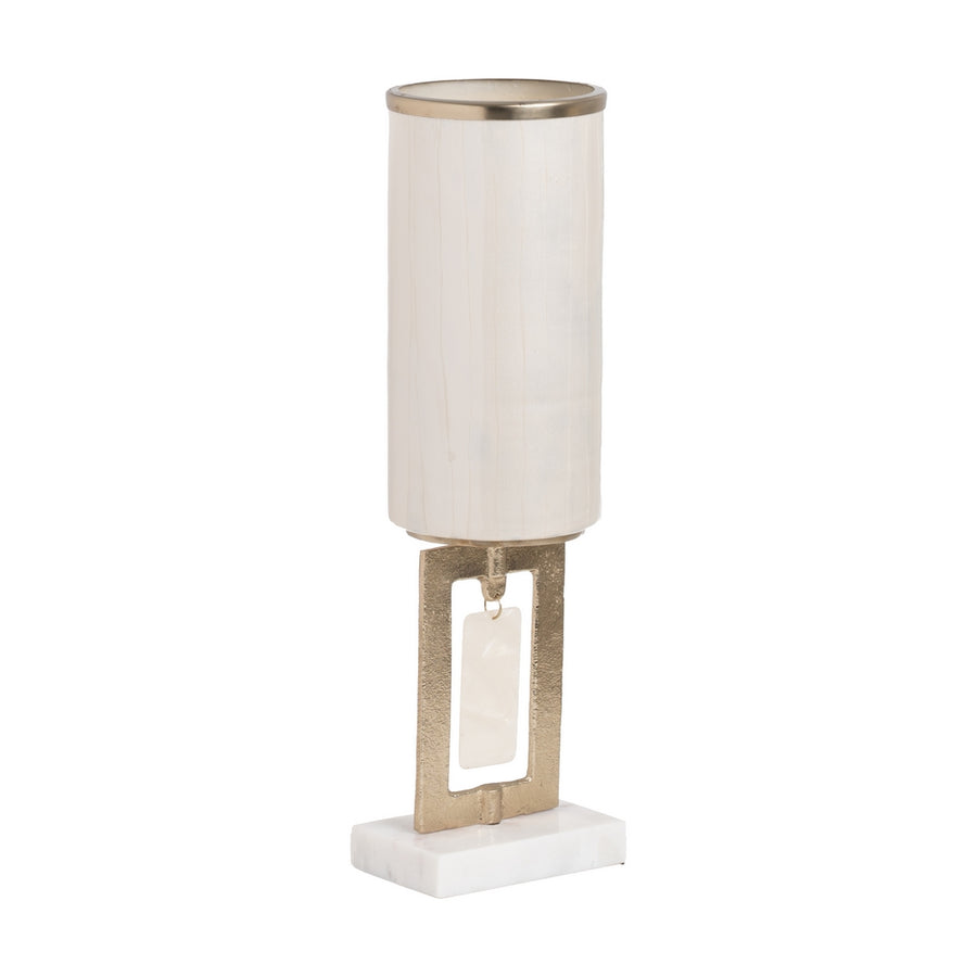 JARRÓN BLANCO METAL-CRISTAL DECORACIÓN 12,50 X 12,50 X 47 CM