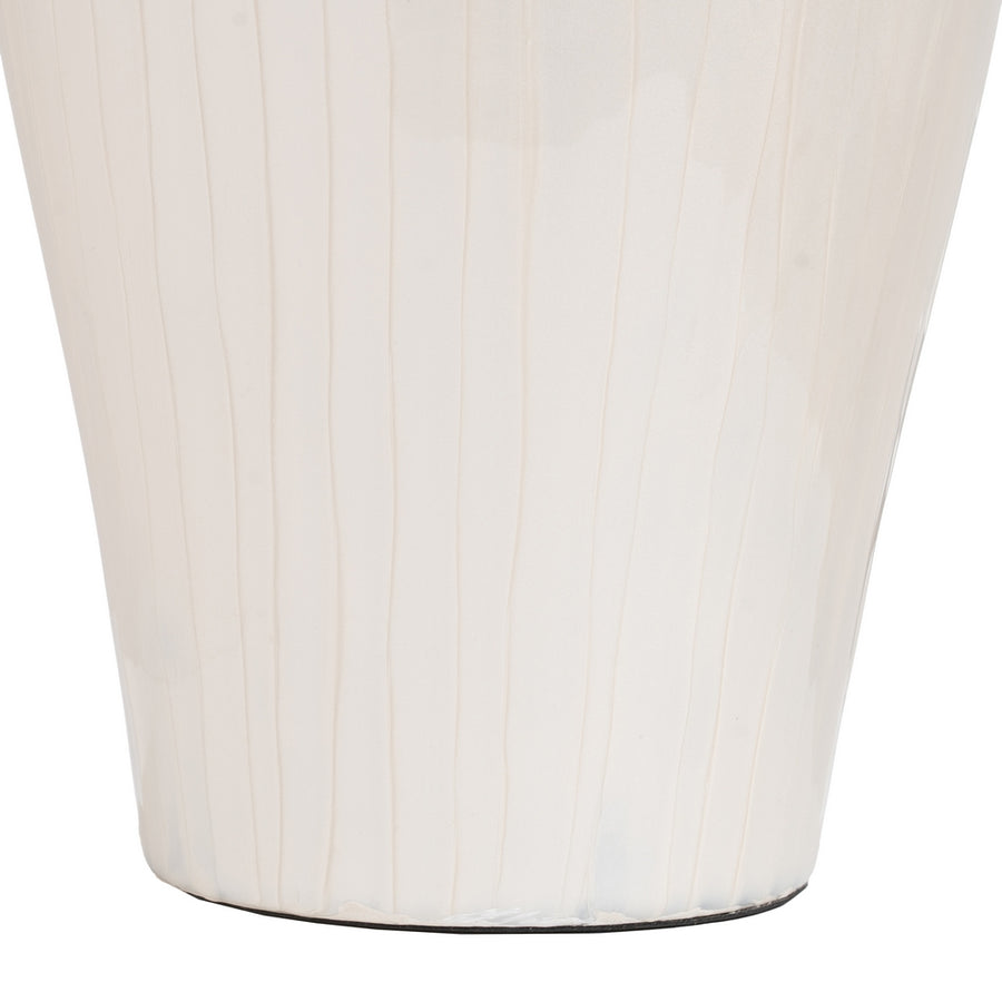 JARRÓN BLANCO METAL-CRISTAL DECORACIÓN 25 X 25 X 48 CM