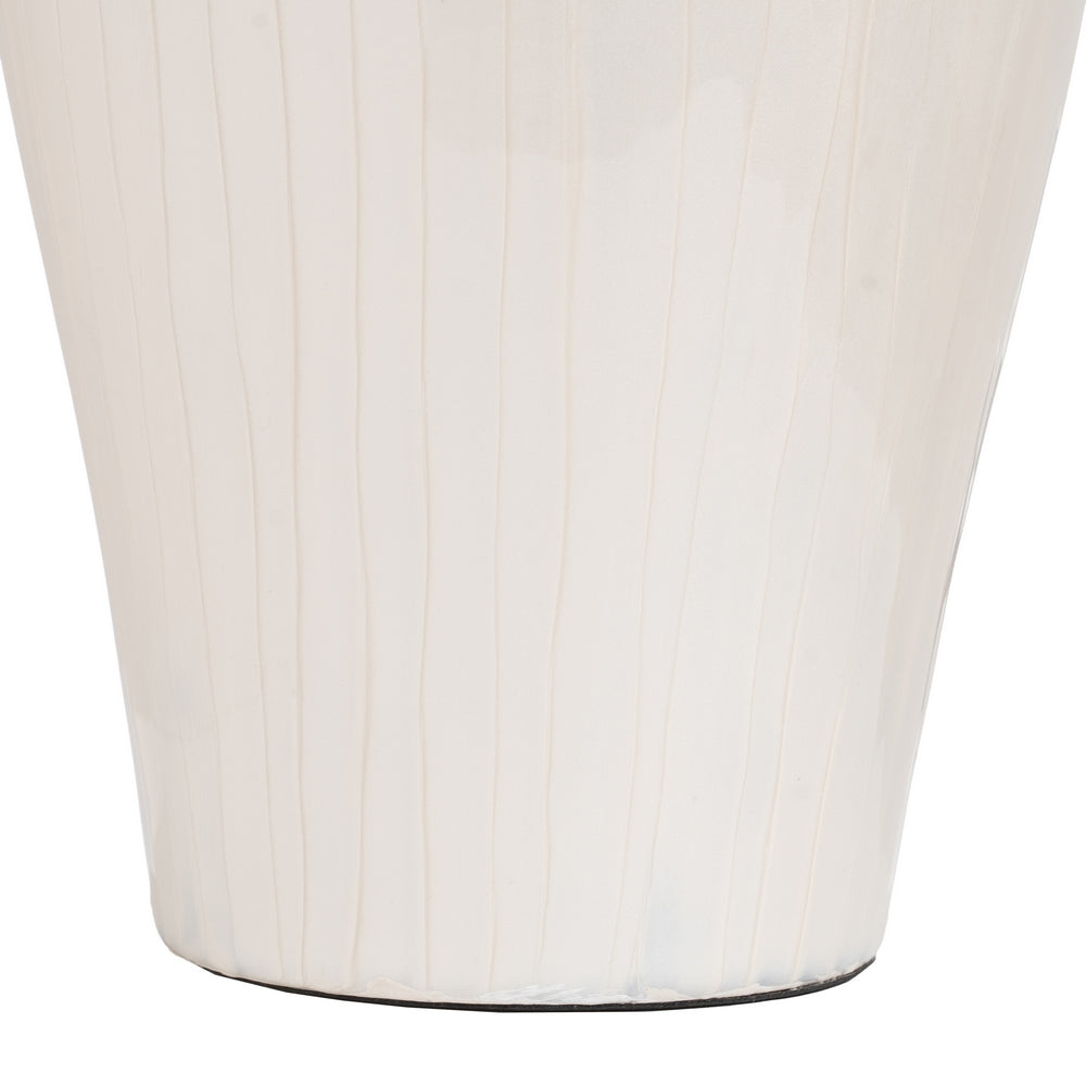 JARRÓN BLANCO METAL-CRISTAL DECORACIÓN 28 X 28 X 57 CM