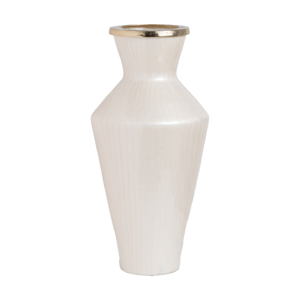 JARR�N BLANCO METAL-CRISTAL DECORACI�N 28 X 28 X 57 CM