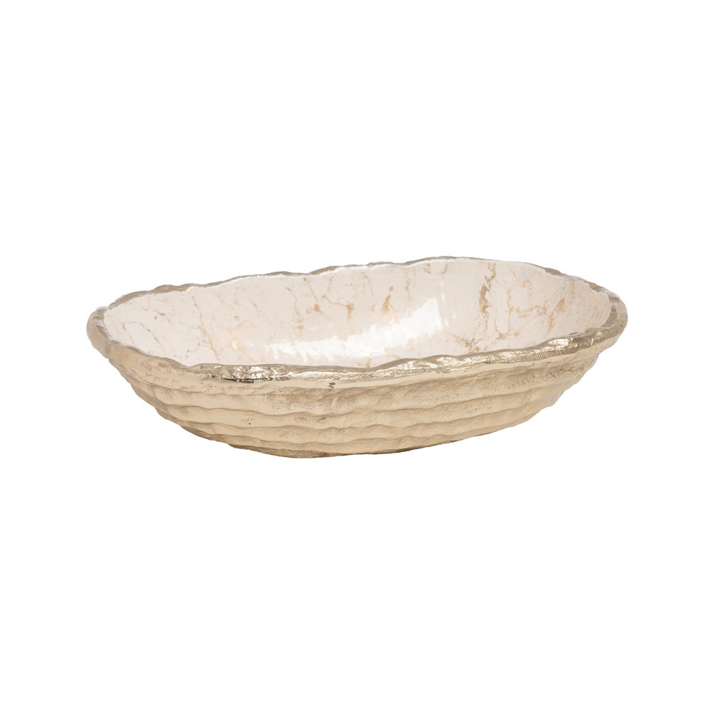 BANDEJA BLANCO-CHAMPÁN METAL DECORACIÓN 31 X 18 X 7 CM