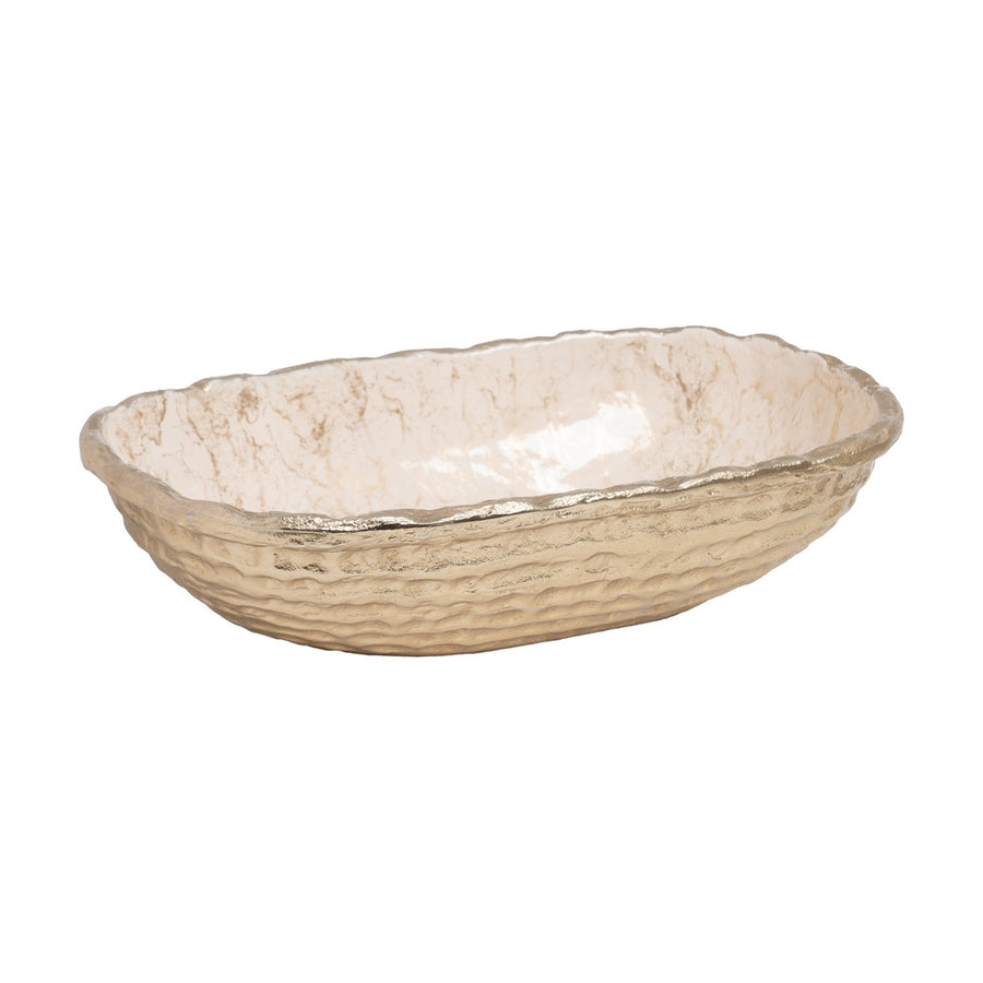 BANDEJA BLANCO-CHAMPÁN METAL DECORACIÓN 39 X 23,25 X 9,50 CM