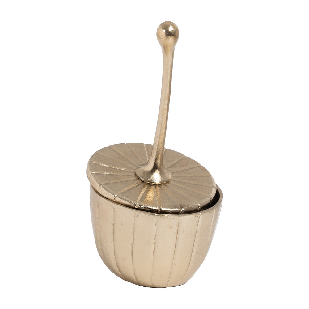 GOLDEN METAL DECORATION BOX 18 X 18 X 38 CM