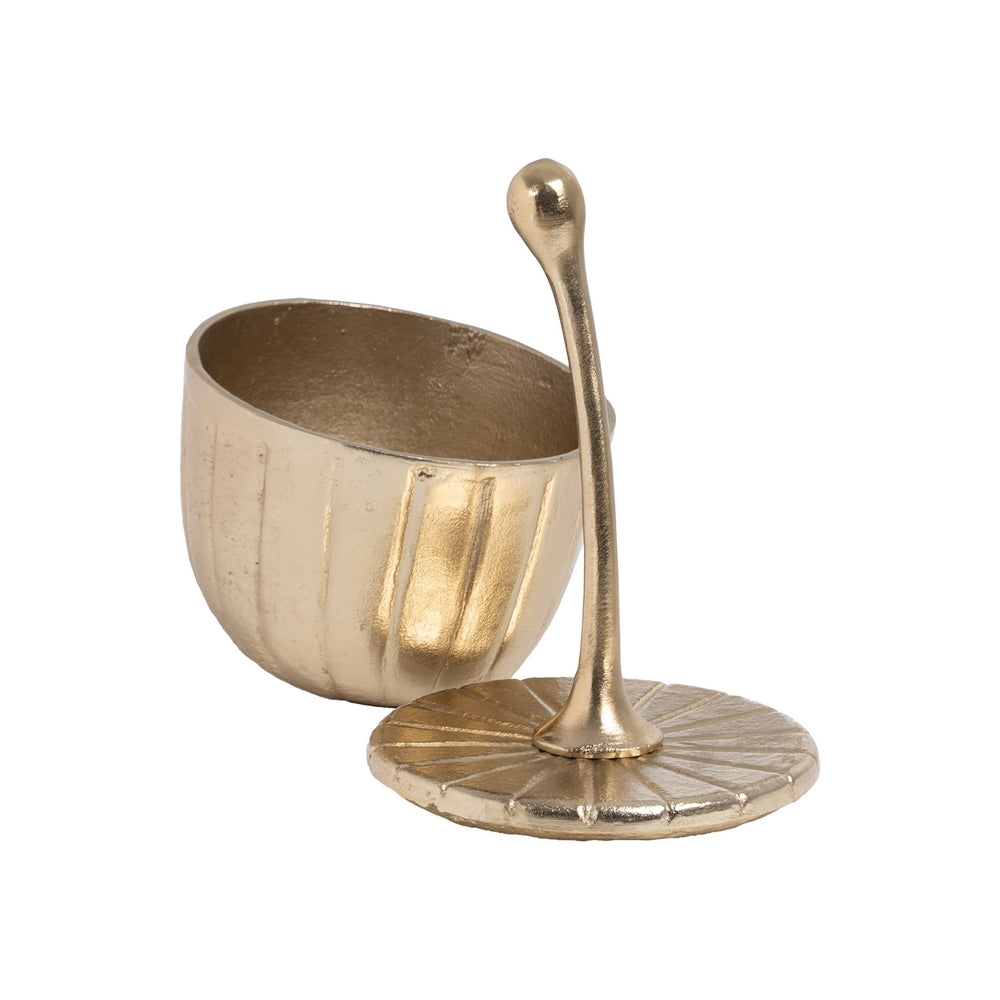 GOLDEN METAL DECORATION BOX 18 X 18 X 38 CM