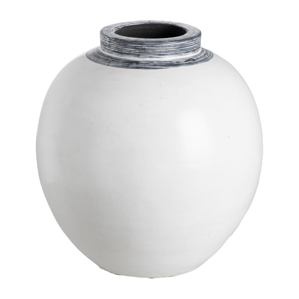 JARRÓN BLANCO TERRACOTA DECORACIÓN 29 X 31 X 30 CM
