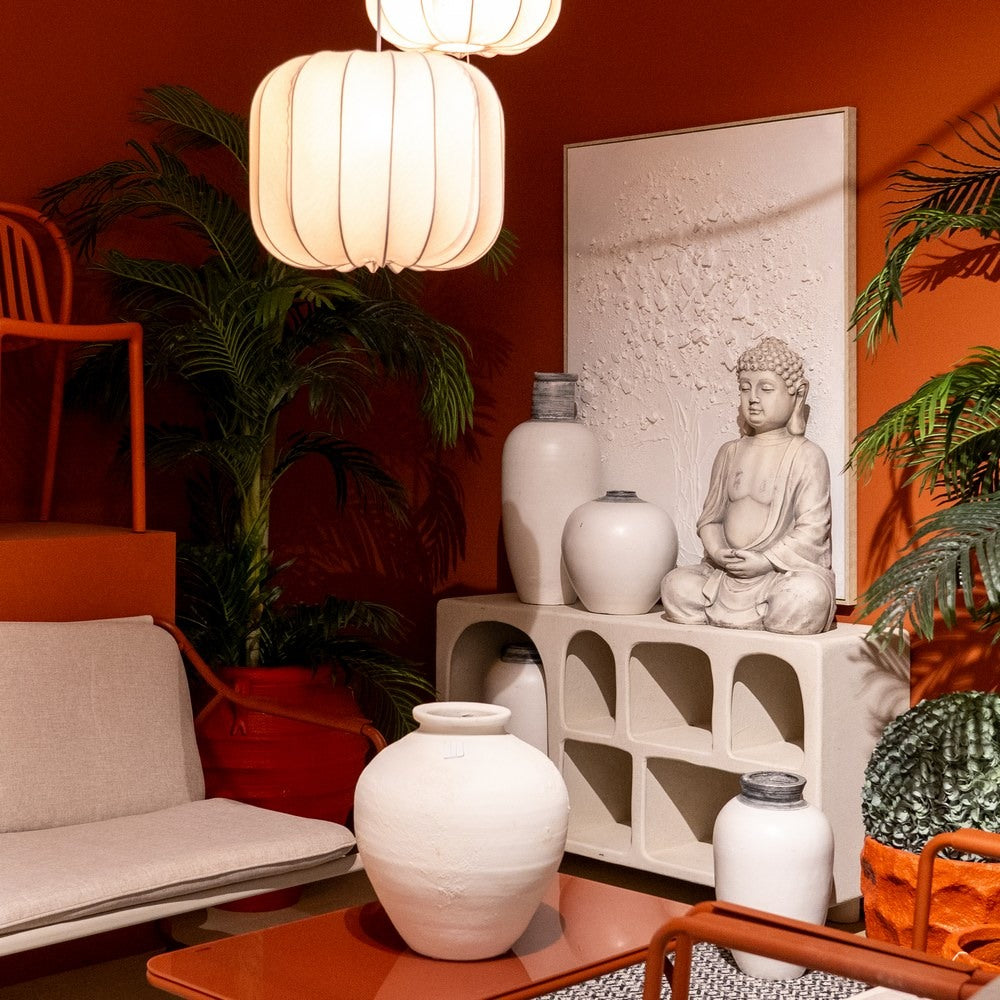 JARRÓN BLANCO TERRACOTA DECORACIÓN 25 X 27 X 40 CM