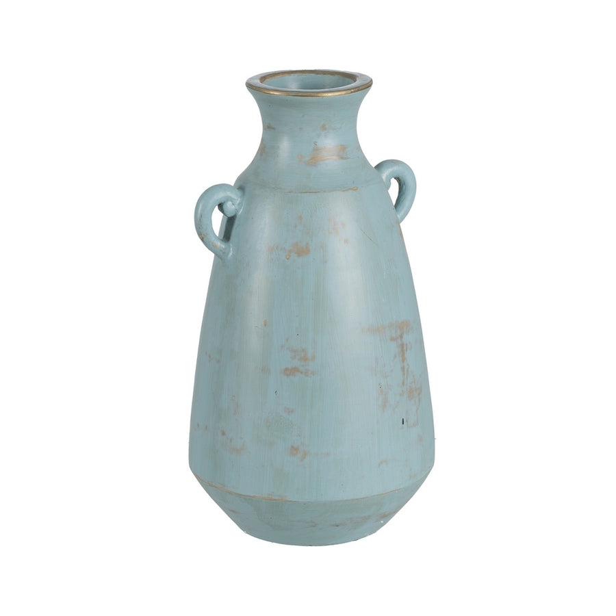JARRÓN TURQUESA TERRACOTA DECORACIÓN 25 X 27 X 45 CM