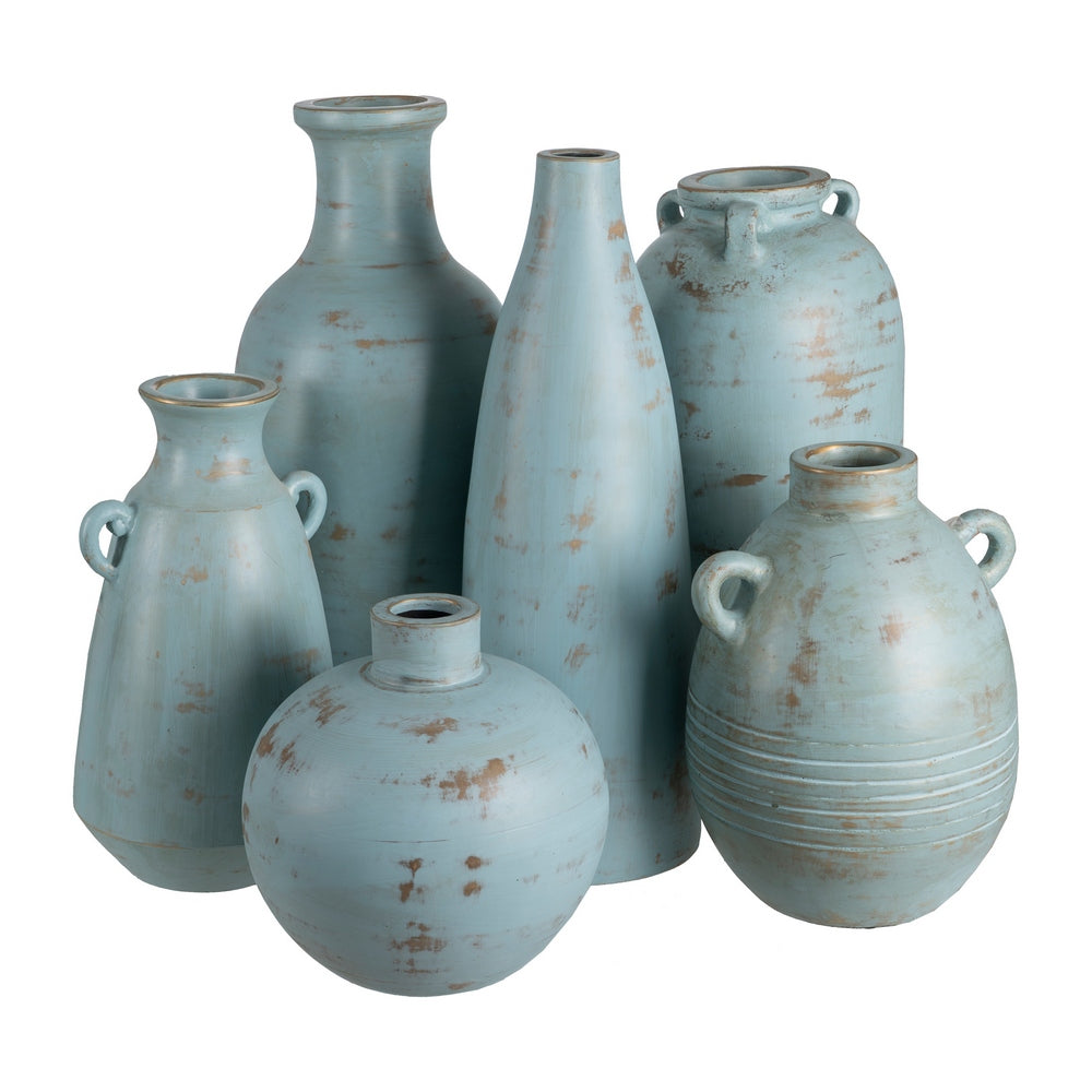 JARRÓN TURQUESA TERRACOTA DECORACIÓN 29 X 31 X 40 CM