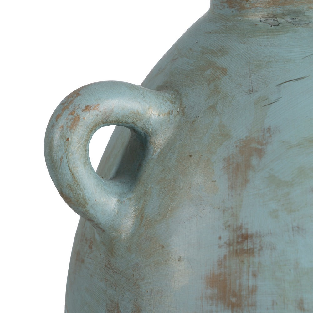 JARRÓN TURQUESA TERRACOTA DECORACIÓN 29 X 31 X 40 CM