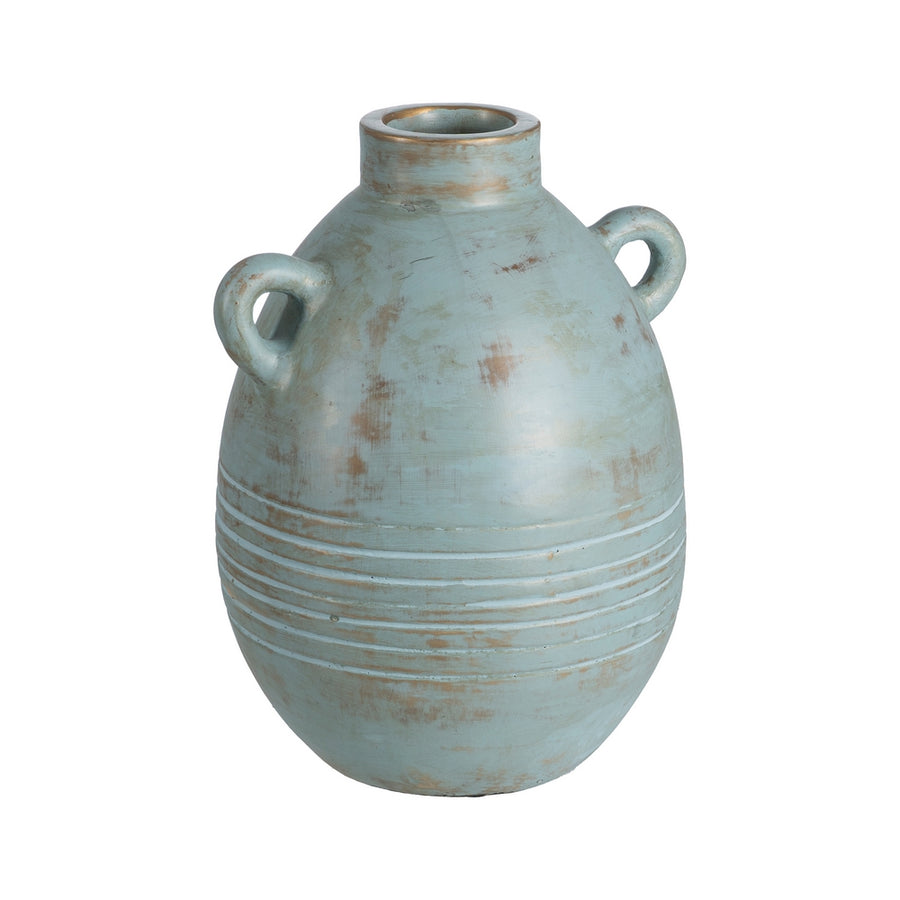 JARRÓN TURQUESA TERRACOTA DECORACIÓN 29 X 31 X 40 CM