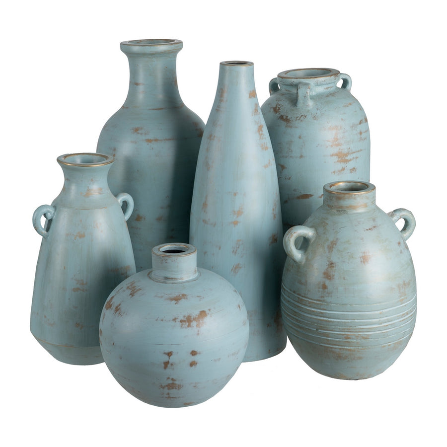 JARRÓN TURQUESA TERRACOTA DECORACIÓN 26 X 28 X 60 CM