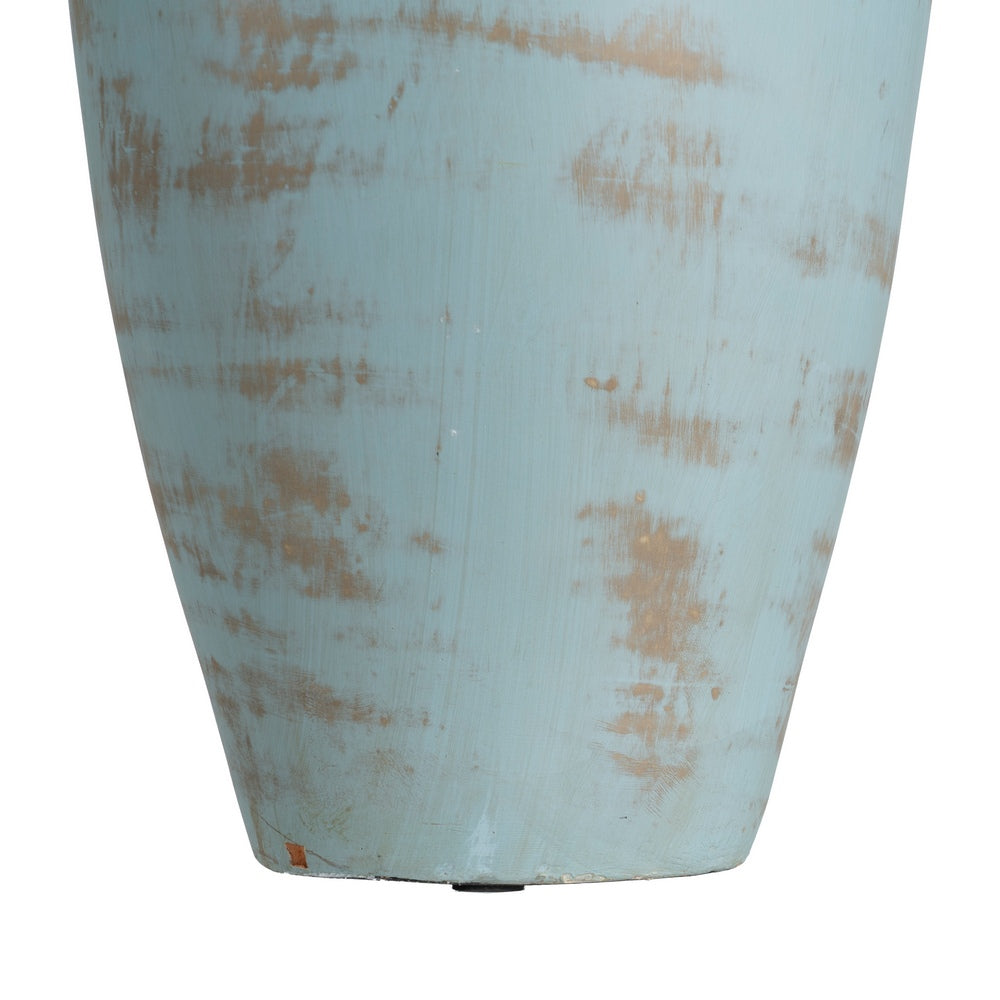 JARRÓN TURQUESA TERRACOTA DECORACIÓN 26 X 28 X 60 CM