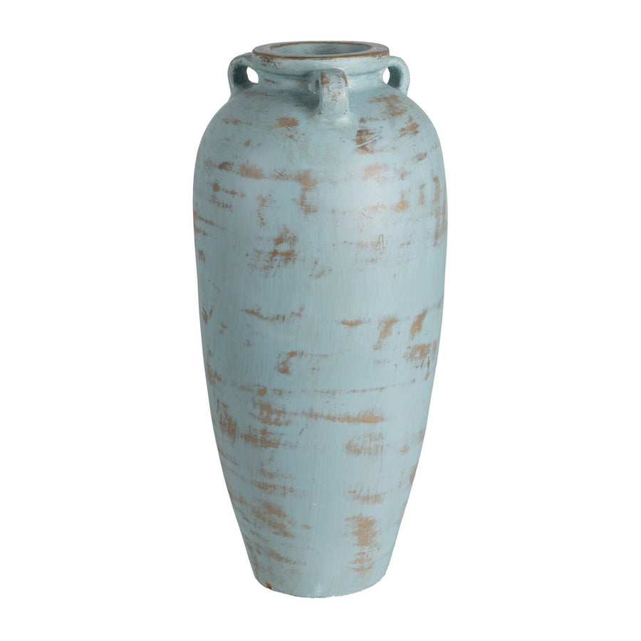 TURQUOISE TERRACOTTA VASE DECORATION 26 X 28 X 60 CM